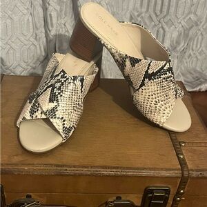 Cole Haan Women's Cream and Black Snakeskin Mules